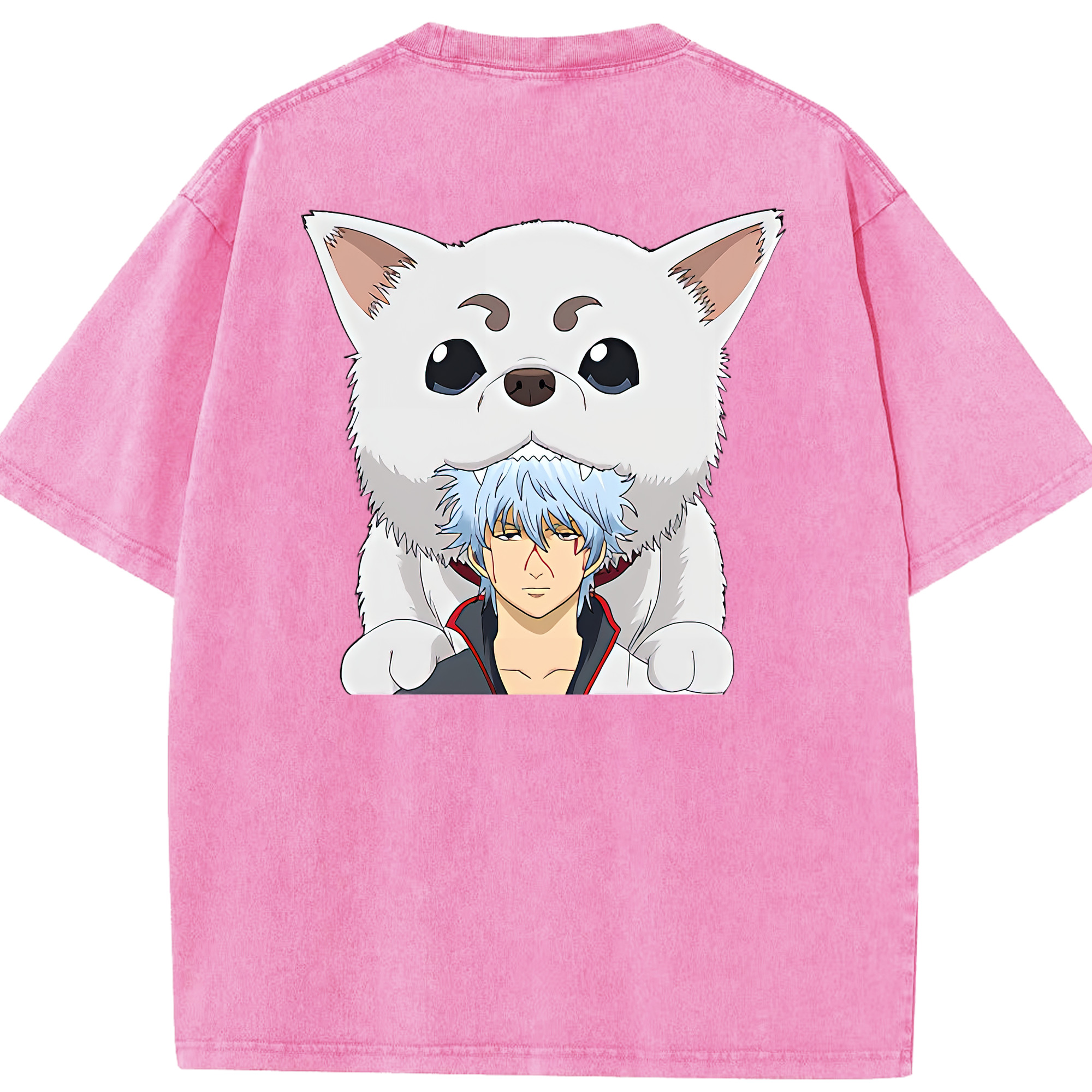 （画像用） ぎんたま 坂田銀時（さかたぎんとき） 神楽 志村新八（しむら しんぱち） GINTAMA Sakata Gintoki Kagura Shimura Shinpachi 綿100% ヴィンテージ風 半袖Tシャツ（背面プリント）